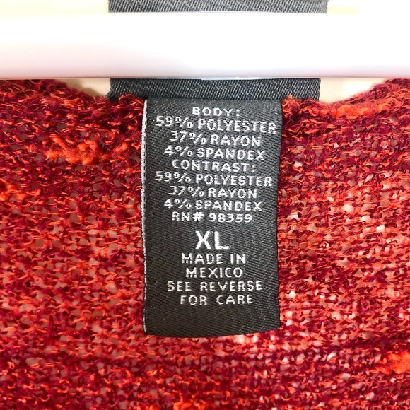 *3/$15 Open Front Short Sleeve Orange Purple Sweater XL - Picture 6 of 8